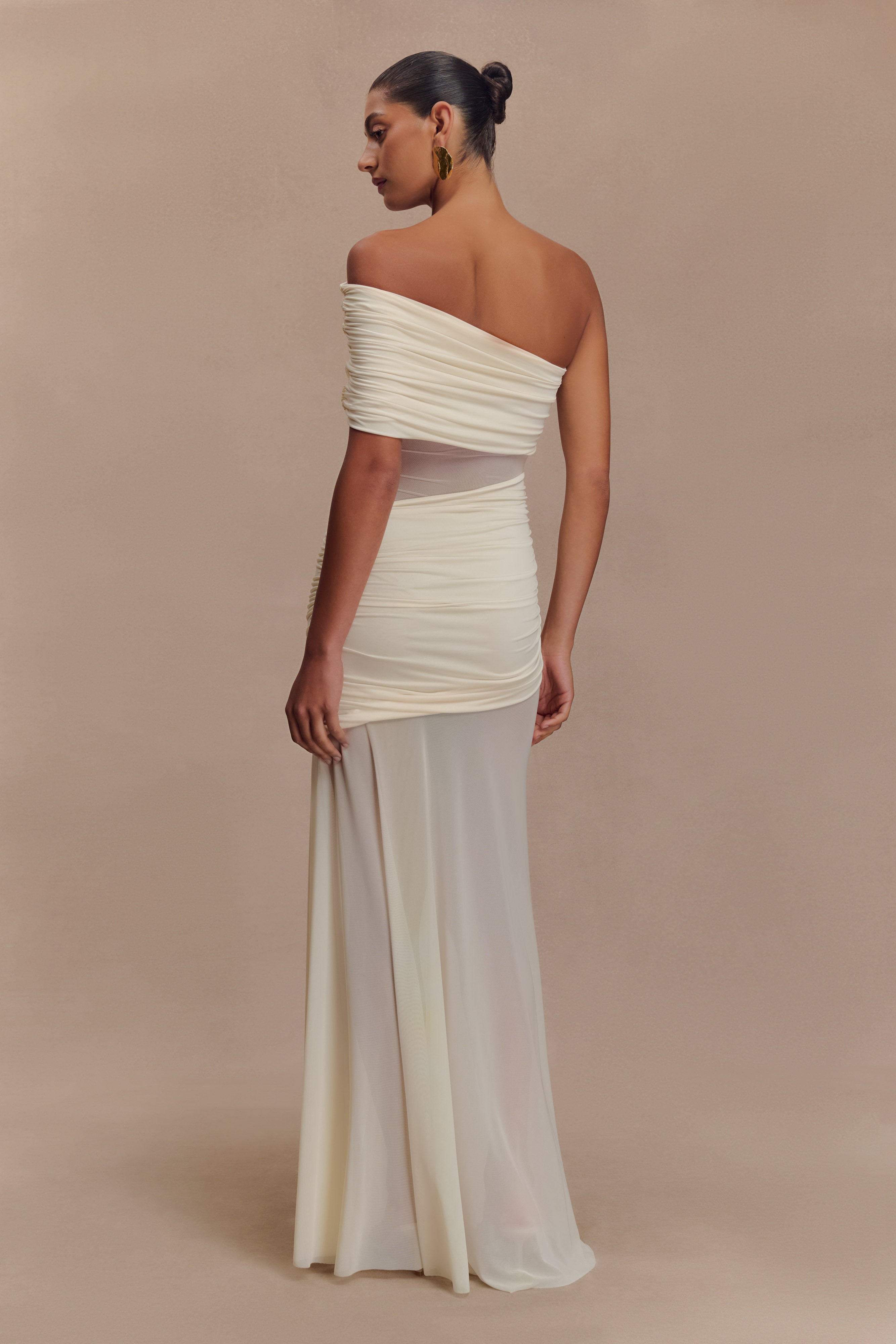 One Shoulder Mesh Maxi Dress - LOUVELLI